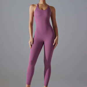 Bodysuits al por mayor para mujer, sin mangas, cuello redondo, elásticos en cuatro direcciones, de spandex/algodón, acanalados, de una pieza, servicio OEM personalizado - Product Image 1