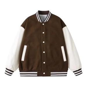 Oversized Varsity Jacket Men's Winter OEM Embroidery 100% <b>Wool</b> Sleeve Front Logo Breathable Windproof - Product Image 4