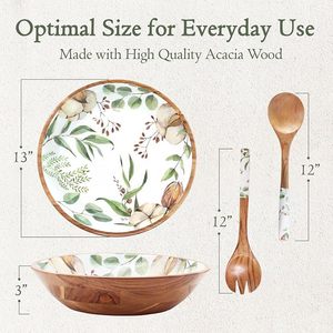 Natural Wooden <b>Enamel</b> <b>Bowl</b> For Home Kitchen Restaurant Hotel Dining Table Food Serving Decorative Purpose - Product Image 3