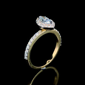 Bague de fiançailles en or jaune massif 14 carats avec diamant de laboratoire taille marquise de qualité supérieure, 1 carat, finition polie brillante, bijoux fins - Product Image 2