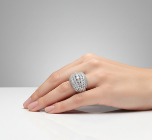 Anillo de Diamantes Redondos para Mujer, Diamantes Naturales y Cultivados en Laboratorio - Product Image 5
