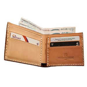 Men's Handmade Slim Bifold Genuine Leather <b>Wallet</b> <b>RFID</b> Blocking Short Tan <b>Card</b> Holder <b>Wallet</b> - Product Image 1