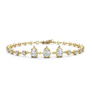 Modern Line <b>Bracelets</b> Wholesale 14k 18k <b>Solid</b> Gold Mix Pear Round Lab Grown Diamonds Prong Set Adjustable 7 Inches Manufacturer - Product Image 1