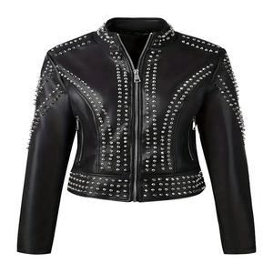 แจ็คเก็ตหนังคุณภาพสูงประดับด้วย Rhine Stone สำหรับทุกเพศทุกวัย สไตล์ใหม่ แขนยาว เสื้อคลุมกันหนาว ดีไซน์โดดเด่น ให้ความอบอุ่น กันน้ำ กันลม เหมาะสำหรับฤดูหนาว - Product Image 1