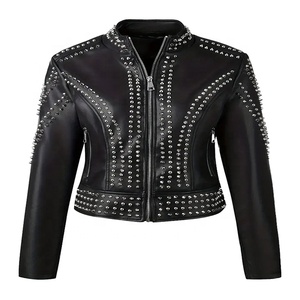 Leather Jacket Rhinestone - Elegant & Durable Fashion