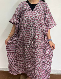 Vestido Kaftan de Algodón con Estampado Étnico para Mujer, Diseño Cómodo de Longitud Completa - Product Image 4