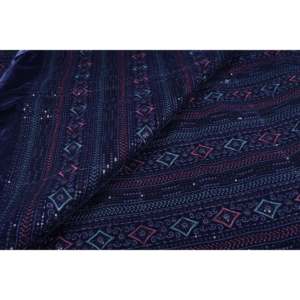 ผ้ากำมะหยี่ปักลายสีน้ำเงินกรมท่า ขายเป็นหลา กว้าง 54 นิ้ว ผ้าลูกไม้ปักดิ้นหลากสี - Product Image 2