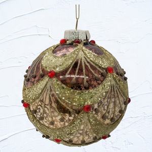 Adorno Colgante de Navidad y Año Nuevo, Transparente, Rojo, Dorado, Marrón, con Marca de Agua Interior, Lentejuelas Doradas, Bola de Cristal - Product Image 5