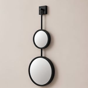 Miroir mural suspendu à double cercle, miroir mural rond avec cadre en métal noir, design réglable pour la décoration du salon, de la chambre à coucher et de l'entrée - Product Image 4