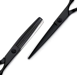 Juego de Tijeras de Peluquería Reutilizables Negras para Múltiples Usos, Hoja Afilada de Acero Inoxidable, 30 Dientes, para Diestros, Mango Largo - Product Image 5