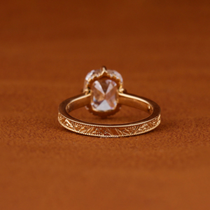 Luxury 14K <b>Solid</b> Gold Old Mine Cushion Cut Lab Grown Diamond Ring IGI Certified Vintage Solitaire Engagement Ring - Product Image 2