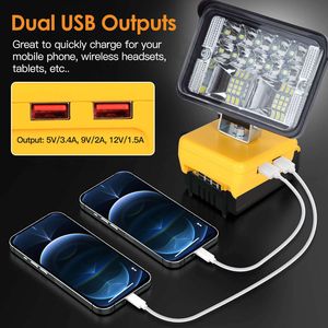 Lampada da Lavoro LED Senza Fili 12W 2800LM con Doppia Porta USB per Ricarica, Compatibile con Batterie Dewalt 18V 20V 60V, Luce da Lavoro per Officina e Campeggio - Product Image 5
