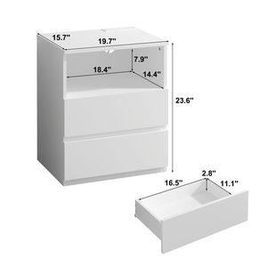 Set of 2 Fast USB C Charging End <b>Tables</b> Modern Wood <b>Storage</b> Cabinet with 2 Drawers Large <b>Storage</b> Nightstands for Sofa <b>Side</b> Use - Product Image 4
