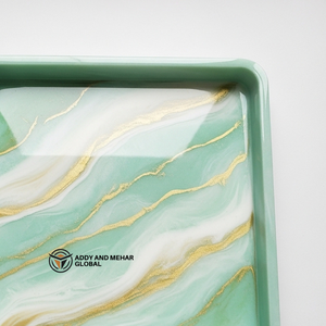 Square Green Marble Resin Serving <b>Tray</b> with Gold Vein Design Decorative Epoxy <b>Tea</b> Coffee Snack Serving <b>Tray</b> for Home Decor - Product Image 2