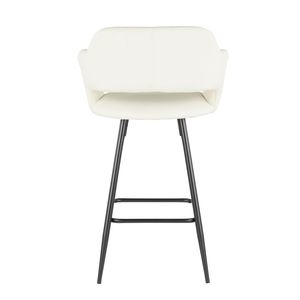 Margarite Contemporary Counter <b>Stool</b> Set of 2 Black Metal and Cream Faux <b>Leather</b> Modern Bar <b>Stools</b> - Product Image 5