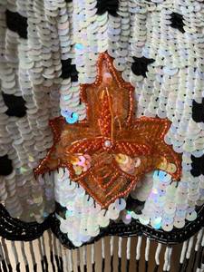 Abstract Three-dimensional Butterfly Studded Beaded <b>Fringe</b> Tank <b>Top</b> With Steel Wire Shape - Product Image 5