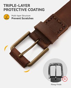 Custom Men Full Grain Leather <b>Work</b> <b>Belt</b> Heavy Duty Casual Jeans <b>Belt</b> OEM Bulk Wholesale - Product Image 5