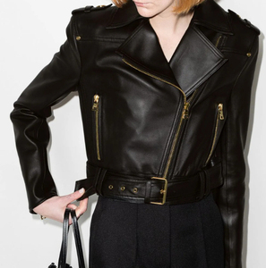 Veste courte en cuir de mouton PU pour femme, style moto, avec fonction de séchage rapide, col montant, manches longues, pour l'hiver - Product Image 2