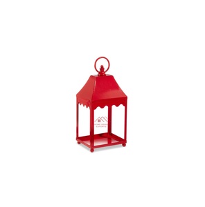 Farol de Metal Hecho a Mano con Acabado en Esmalte Rojo - Product Image 1