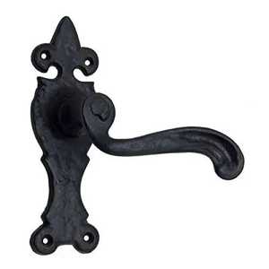 Black Steel Fleur De Lis <b>Door</b> Pull Handle Pair Modern <b>Barn</b> <b>Door</b> Gate Wooden Cabinet <b>Hardware</b> Pulls Set Oval Shape Durable - Product Image 2