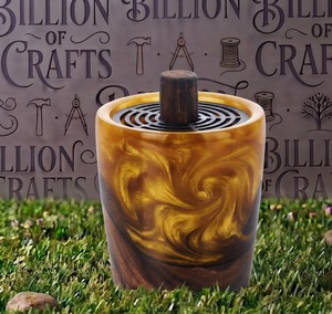 Porte-encens élégant en bois d'acacia et résine Madkhan pour la célébration de l'Eid - Product Image 3