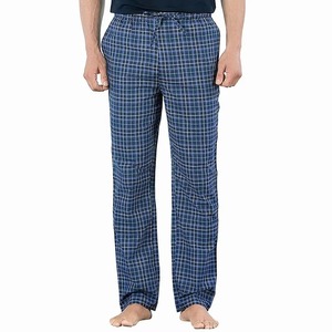 Pantalon en molleton à carreaux bleu marine pour homme, décontracté, taille élastique, teint en fil, pour l'hiver - Product Image 3