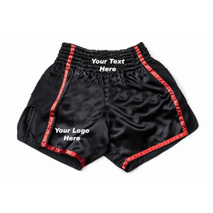 Pantalones Cortos de Muay Thai Personalizados, 100% Poliéster Satinado, Cintura Elástica, Transpirables, de Secado Rápido, Fabricante Mayorista con Etiqueta Privada OEM - Product Image 1
