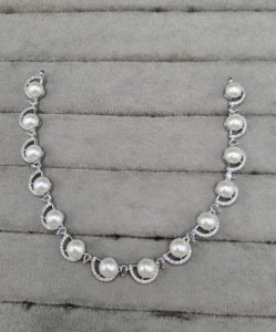 Factory Price American <b>Diamond</b> Imitation <b>Pearl</b> Necklace Set Curved Arch Pave Collar Dangling Stud <b>Earrings</b> Women Costume Jewelry - Product Image 3