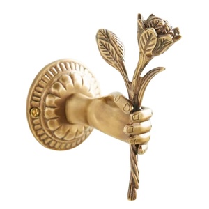 Best Seller Hand Holding Flower <b>Wall</b> Hook Decorative Brass Coat Hook Vintage Home Decor Entryway Organizer Storage - Product Image 1