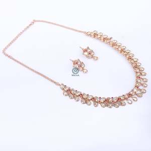 Nisha Polki Gold-Plated Diamond Bridal Wedding Necklace & Earring Set - Product Image 5