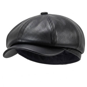 Gorra Gatsby de Cuero Negro al por Mayor, Sombrero Vintage para Conducir, Gorra Plana de Cuero PU Suave para Hombre y Mujer, Gorra Newsboy Casual de Moda Urbana - Product Image 1