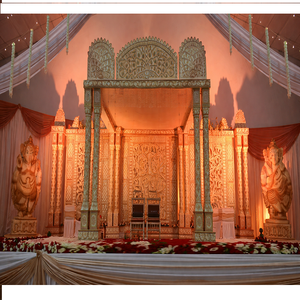 Mandap de Boda con Diseño de Colmillos de Elefante, Mandap Dorado de Fibra, Decoración para Bodas Tradicionales Hindúes, Venta al por Mayor en Australia - Product Image 3