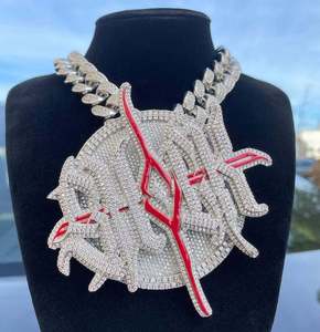 Pendentif personnalisé haut de gamme en moissanite ronde VVS, serti de diamants, en argent sterling 925, avec lettre émaillée, luminescence nocturne, bijoux hip-hop scintillants - Product Image 2
