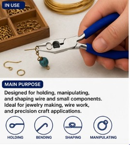 Rosary Pliers with Flat Nose Jaws 130mm Stainless Steel <b>Box</b> Joint Construction Ergonomic <b>Vinyl</b> Grip for Bead Workers OEM Logo - Product Image 2