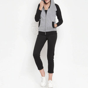 Survêtement décontracté à capuche pour femme, fermeture éclair, couleur unie, personnalisable avec logo, vente directe usine, sur mesure pour la vente en ligne - Product Image 4