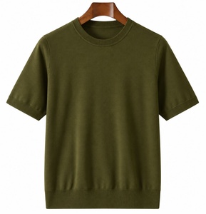 Camiseta de Manga Corta para Hombre, Cuello Redondo, Corte Regular, Color Sólido Informal, 100% Algodón Tejido Transpirable, Diseño Liso Antiarrugas en la Parte Delantera - Product Image 5