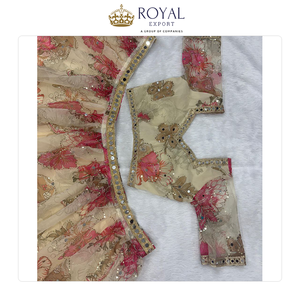 Oferta Especial en Colección de Vestidos de Novia de Diseño Moderno y Lujo, Lehenga Choli de Seda Taby Premium con Trabajo de Espejos a Mano, en Venta - Product Image 6