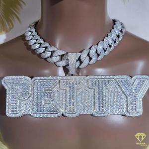 Custom " PETTY " <b>Name</b> Pendant Moissanite Diamond Hip Hop Necklace Iced Out Cuban Link <b>Chain</b> Jewelry - Product Image 4