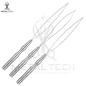 Professional Silver Hair Extension Loop <b>Needle</b> Wire <b>Threader</b> Pulling Hook for Micro Links Silicone Beads Application Set - Product Image 3