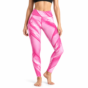 Leggings roses taille haute pour femmes, longueur intégrale, couleur unie, effet ventre plat, vêtements de sport athlétiques - Product Image 5