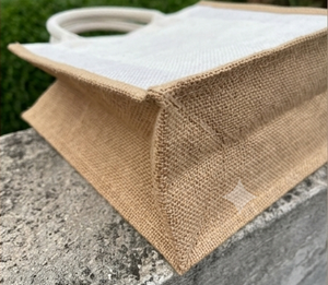 Sac fourre-tout en jute écologique de taille moyenne, réutilisable, avec poignées en corde, pour les courses et l'usage quotidien - Product Image 3