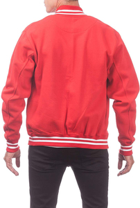 แจ็คเก็ตหนังแคนวาสคุณภาพสูงขายส่ง ระบายอากาศได้ดี สไตล์ Letterman สำหรับผู้ชาย แบบวินเทจ สตรีทแวร์ ฤดูหนาว แจ็คเก็ต Varsity แบบเรียบๆ ด้านหน้าเปล่า สามารถสั่งทำได้ - Product Image 6