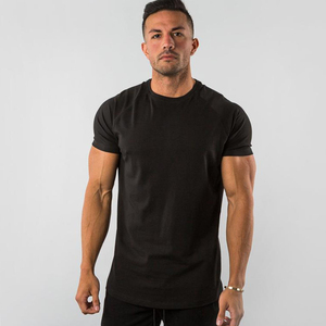 T-shirt décontracté en jersey respirant à manches courtes et col rond pour homme, en polyester/coton de haute qualité, noir uni - Product Image 1