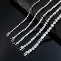 Bracelet tennis en moissanite plaqué rhodium 18 carats, argent 925, 3 mm, D VVS, coupe ronde, GIA, pour femme et homme, cadeau d'anniversaire