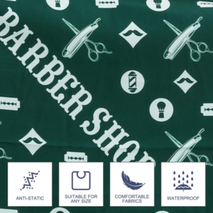 Capa de Barbería Clásica Verde Personalizada, Impermeable, Antiestática, con Cuello Ajustable, Venta Caliente, OEM - Product Image 5