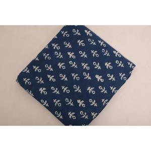 Cotton Indigo Fabric Hand Block Printed Blue Floral Material by Yard <b>for</b> Sewing Dressmaking and Quilts - Product Image 1
