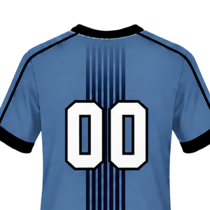 Maillot de rugby bleu acier et noir à manches courtes, col rond, respirant, pour l'entraînement d'équipe, performance sportive, uniforme de sport - Product Image 4