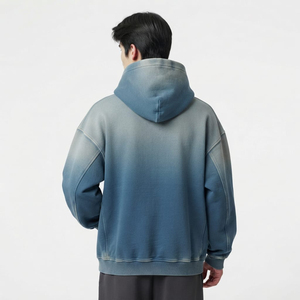 Sweat à capuche oversize pour homme effet délavé, épaules tombantes, style décontracté moderne, logo personnalisé, fabricant de marque privée, vente en gros, OEM, ODM - Product Image 4