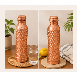 Bouteille d'eau en cuivre pur martelé - Récipient à boire ayurvédique artisanal avec bouchon anti-fuite, option de logo personnalisé - Product Image 5