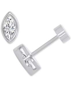 Orecchini a vite con cornice in zircone Marquise in argento Sterling | Macacy's - Product Image 1